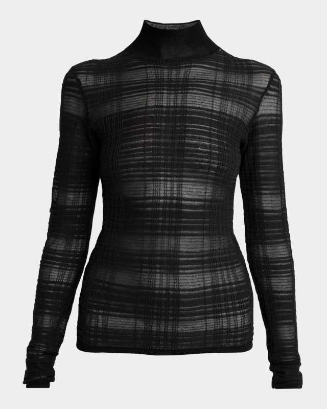 Stefanie Plaid Knit Turtleneck Sweater